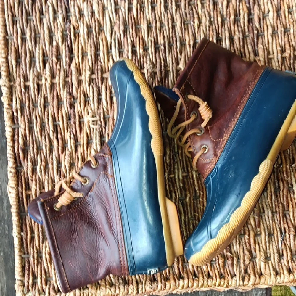 Brown and Blue Sperry Boots